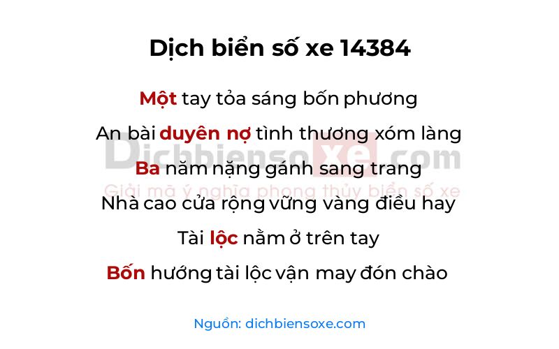 Dịch thơ biển số 14384