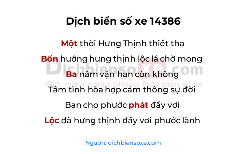 Dịch thơ biển số 14386