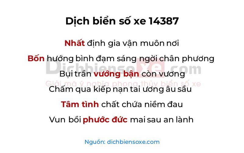 Dịch thơ biển số 14387