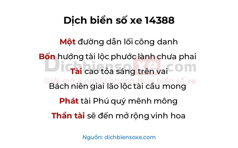 Dịch thơ biển số 14388