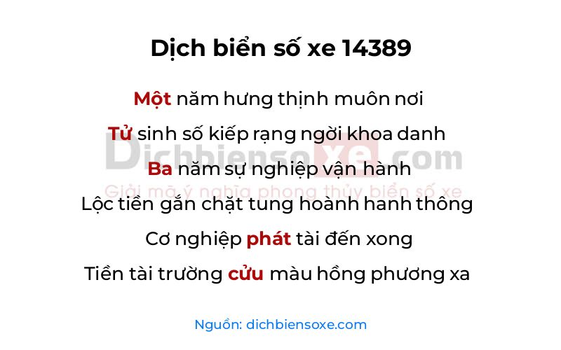 Dịch thơ biển số 14389