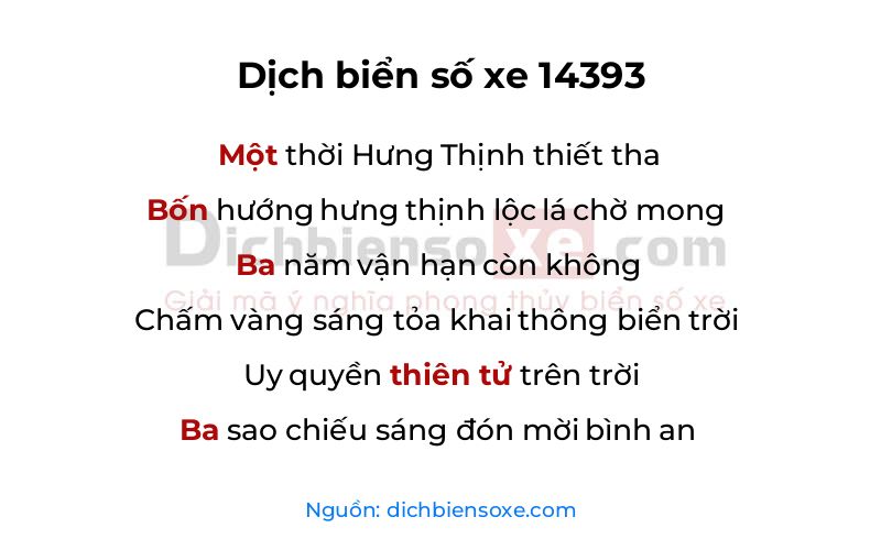 Dịch thơ biển số 14393