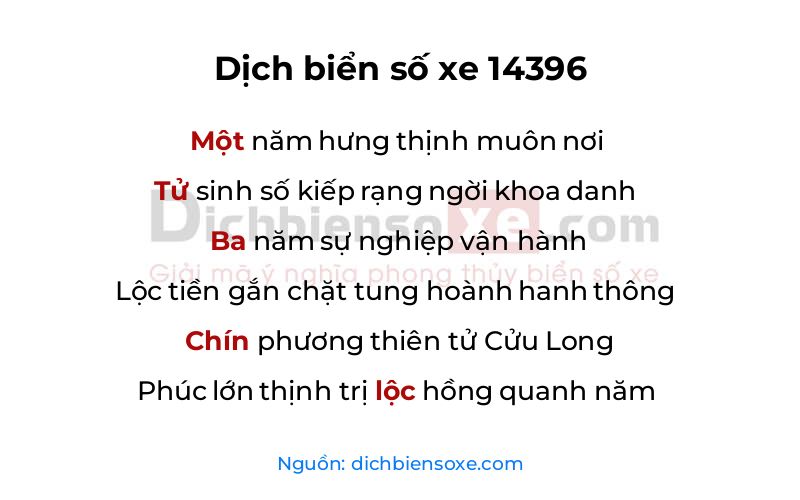 Dịch thơ biển số 14396