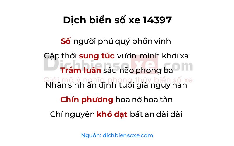 Dịch thơ biển số 14397