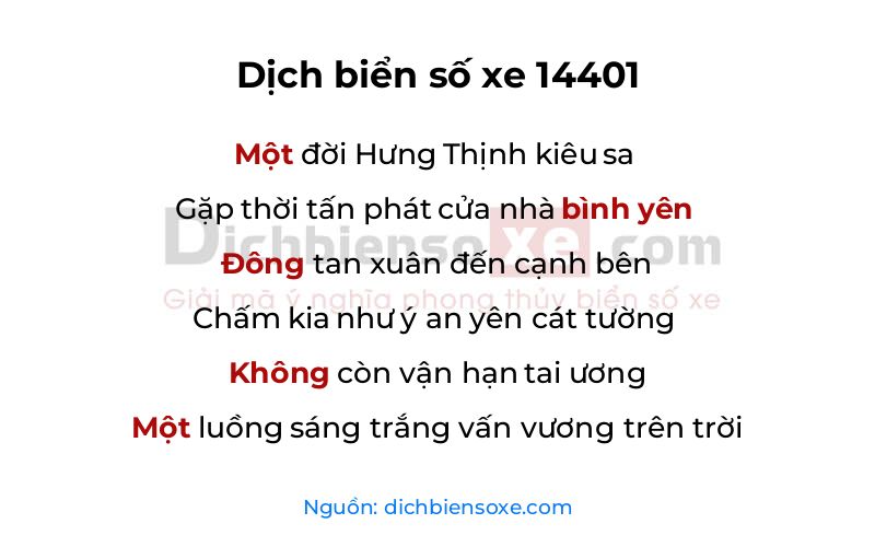 Dịch thơ biển số 14401
