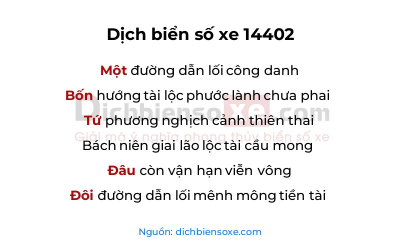 Dịch thơ biển số 14402