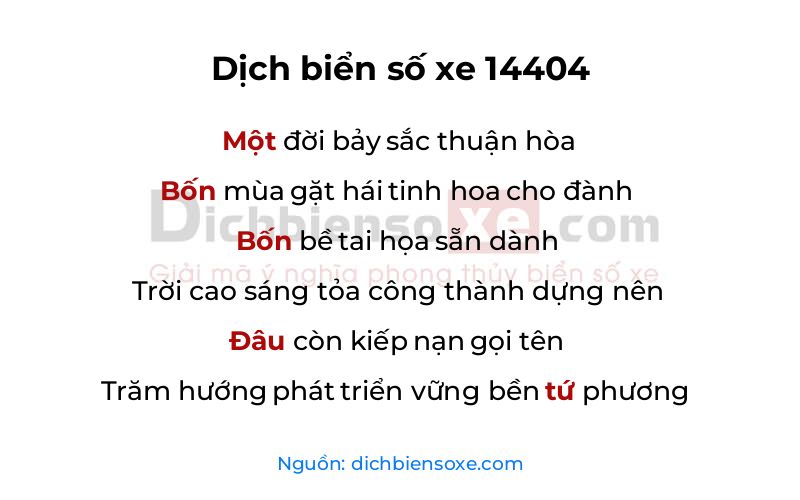 Dịch thơ biển số 14404