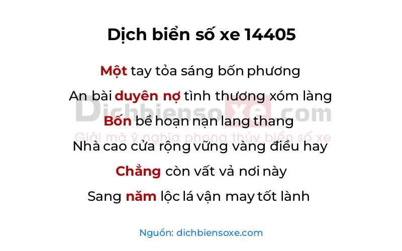 Dịch thơ biển số 14405