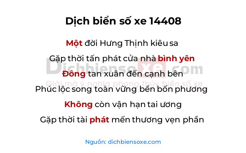 Dịch thơ biển số 14408