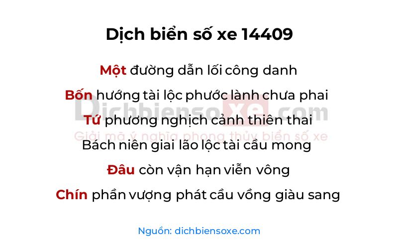 Dịch thơ biển số 14409
