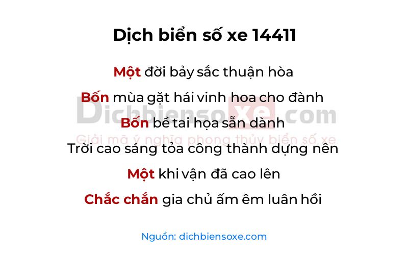 Dịch thơ biển số 14411