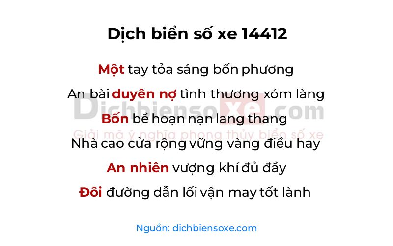 Dịch thơ biển số 14412