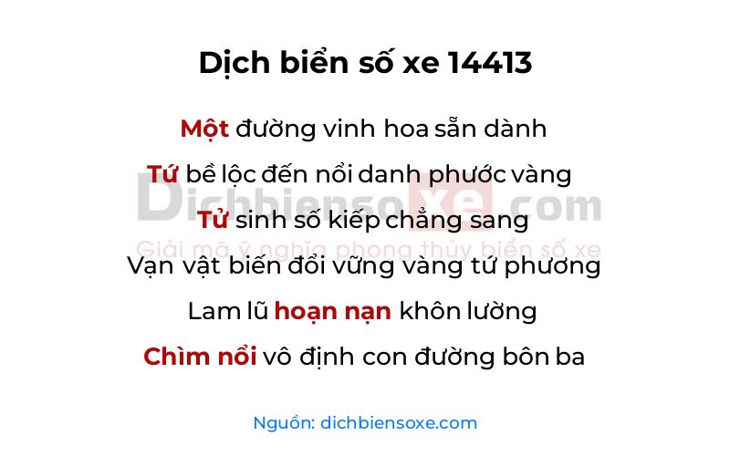Dịch thơ biển số 14413
