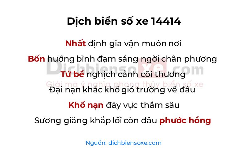 Dịch thơ biển số 14414