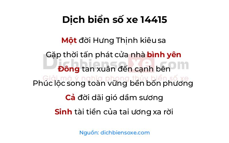 Dịch thơ biển số 14415