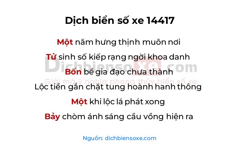 Dịch thơ biển số 14417