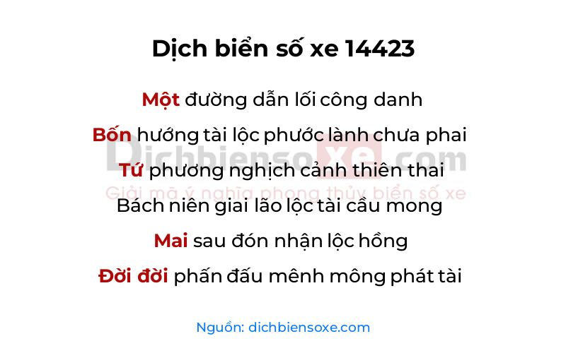 Dịch thơ biển số 14423