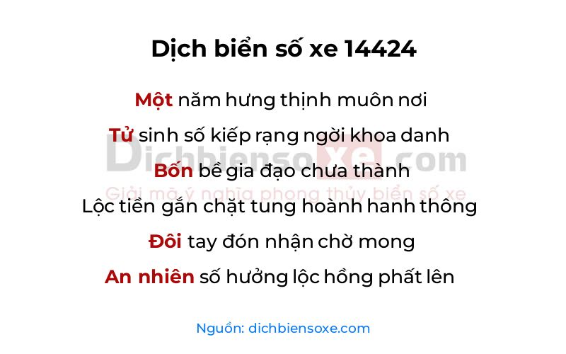 Dịch thơ biển số 14424