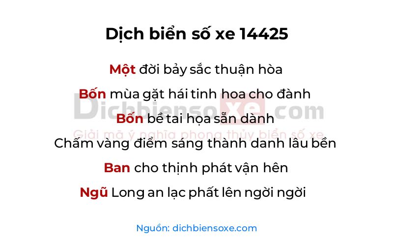 Dịch thơ biển số 14425