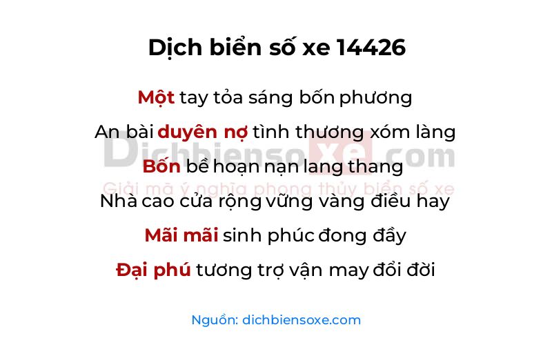 Dịch thơ biển số 14426