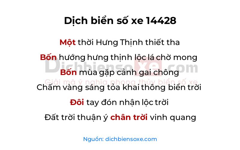 Dịch thơ biển số 14428