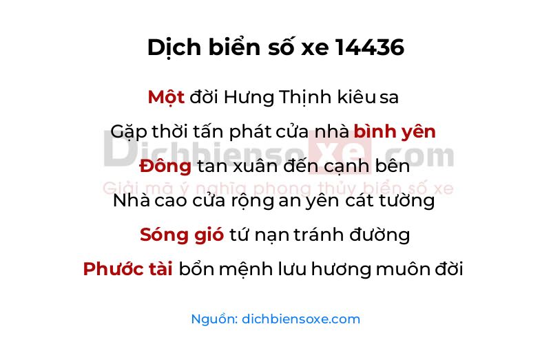 Dịch thơ biển số 14436
