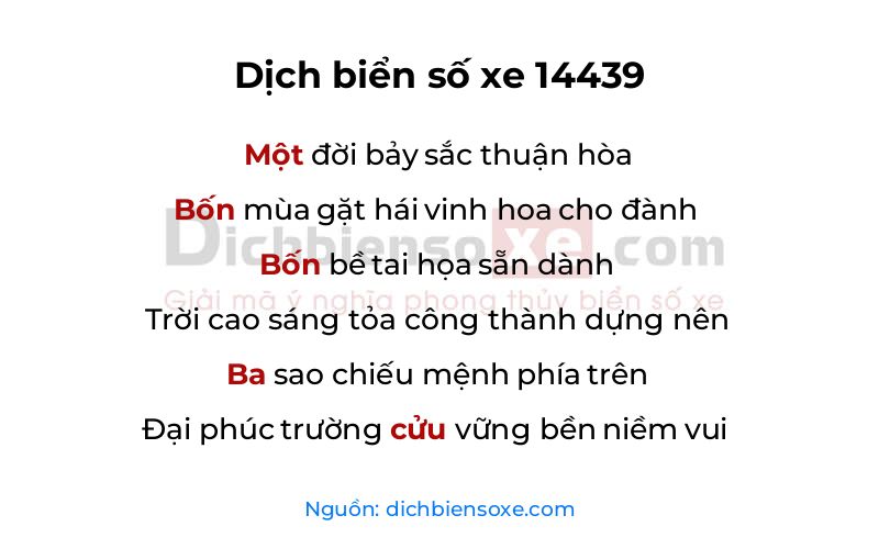 Dịch thơ biển số 14439