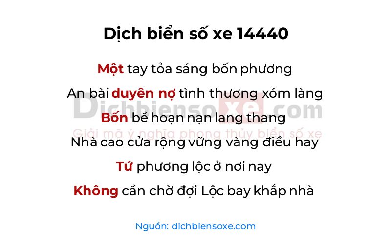 Dịch thơ biển số 14440