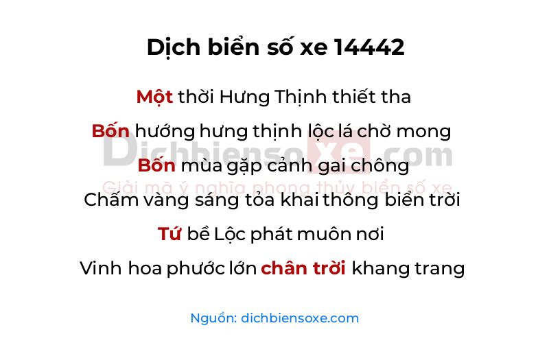 Dịch thơ biển số 14442