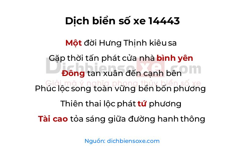 Dịch thơ biển số 14443