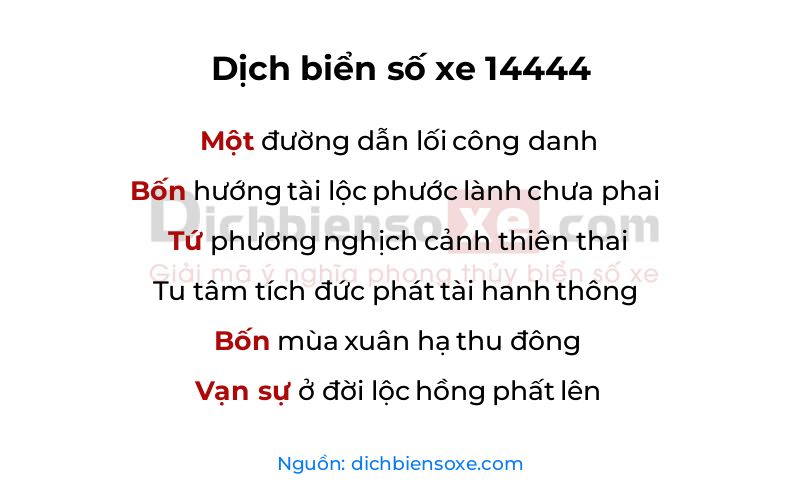 Dịch thơ biển số 14444