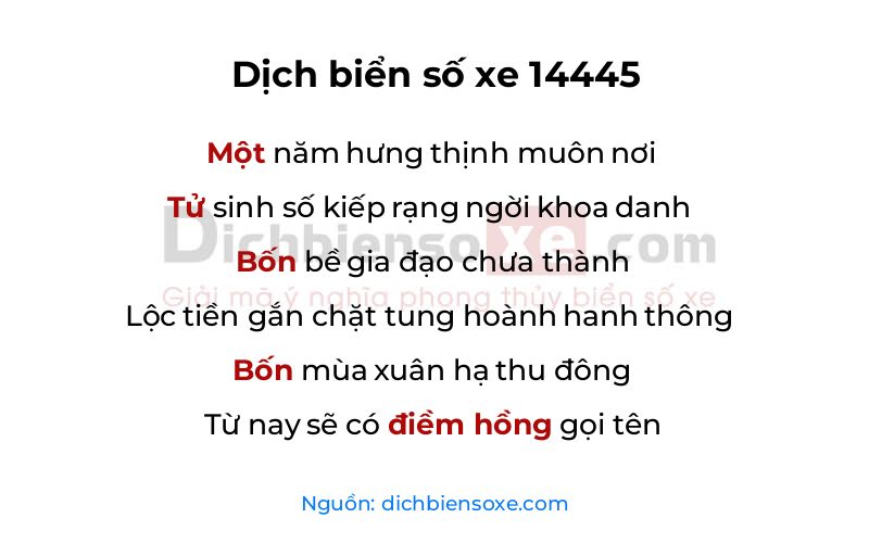 Dịch thơ biển số 14445