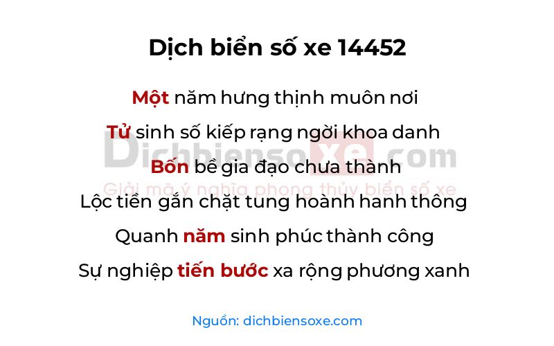Dịch thơ biển số 14452