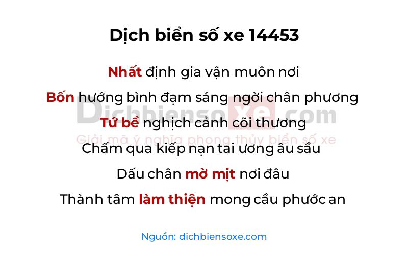 Dịch thơ biển số 14453