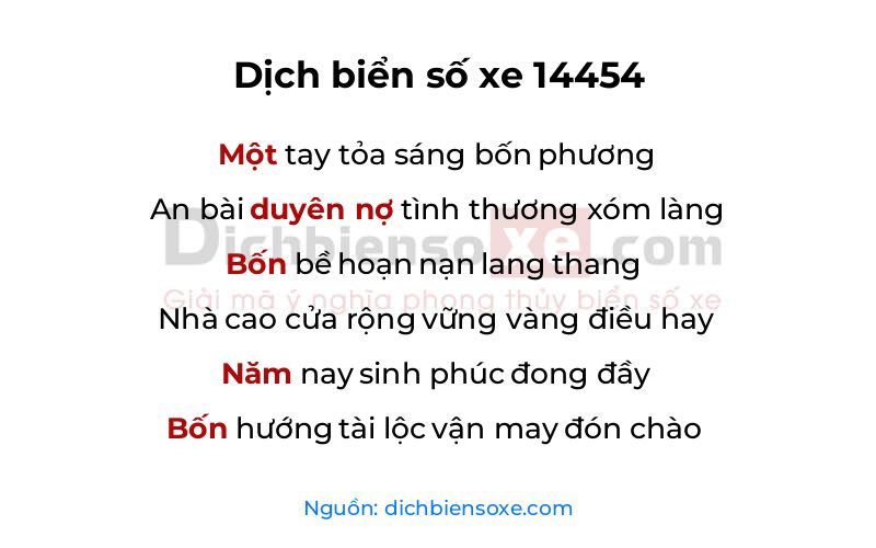 Dịch thơ biển số 14454