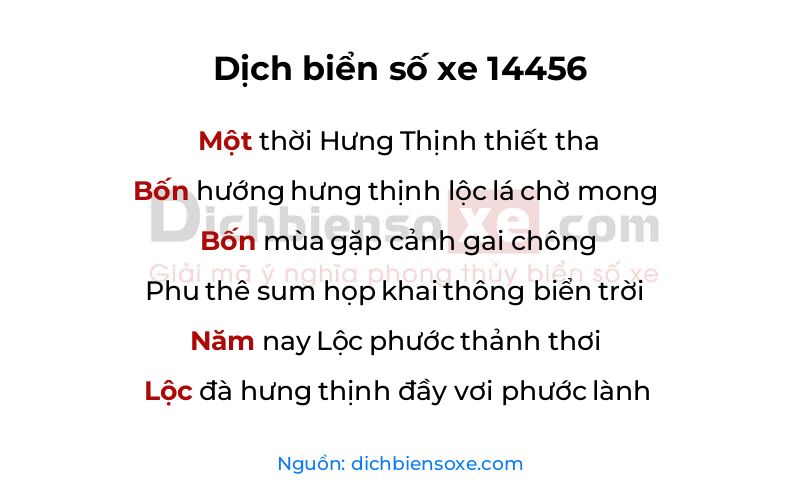 Dịch thơ biển số 14456