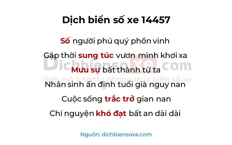 Dịch thơ biển số 14457