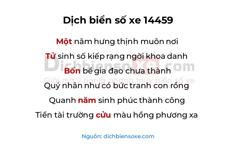 Dịch thơ biển số 14459