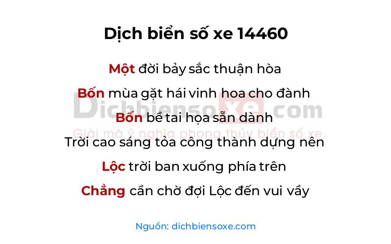 Dịch thơ biển số 14460