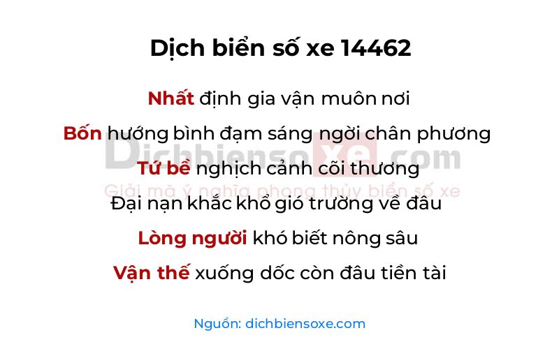 Dịch thơ biển số 14462