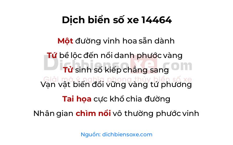 Dịch thơ biển số 14464