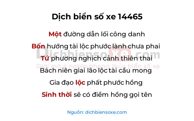 Dịch thơ biển số 14465