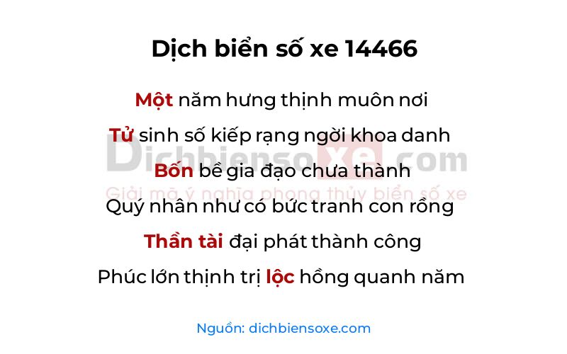 Dịch thơ biển số 14466
