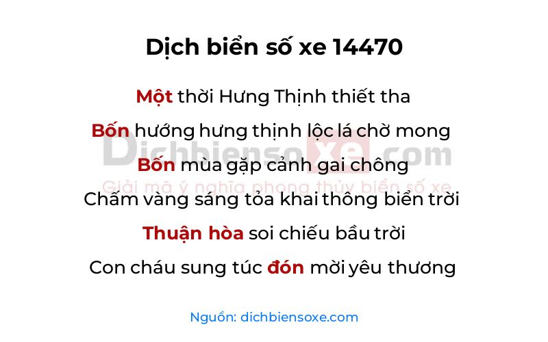 Dịch thơ biển số 14470