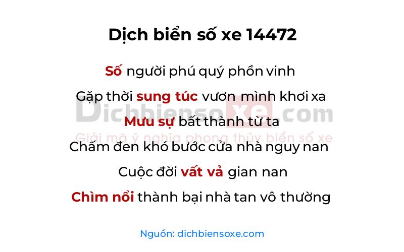 Dịch thơ biển số 14472