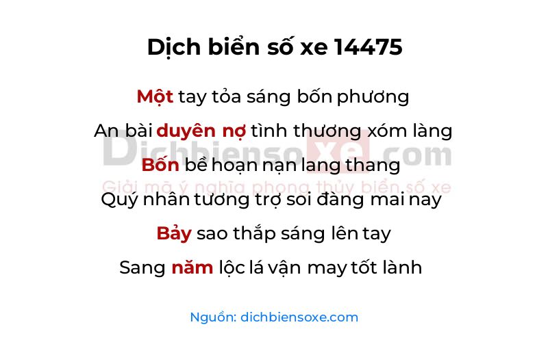 Dịch thơ biển số 14475