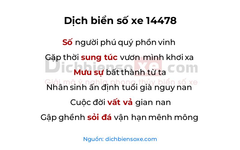 Dịch thơ biển số 14478