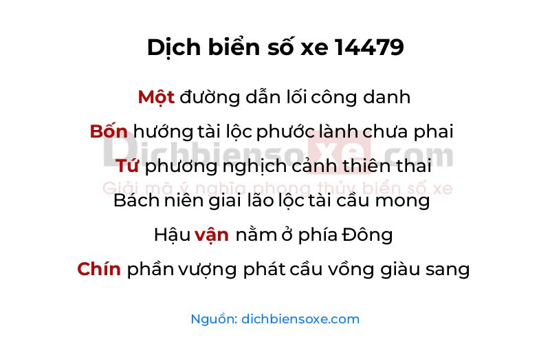 Dịch thơ biển số 14479