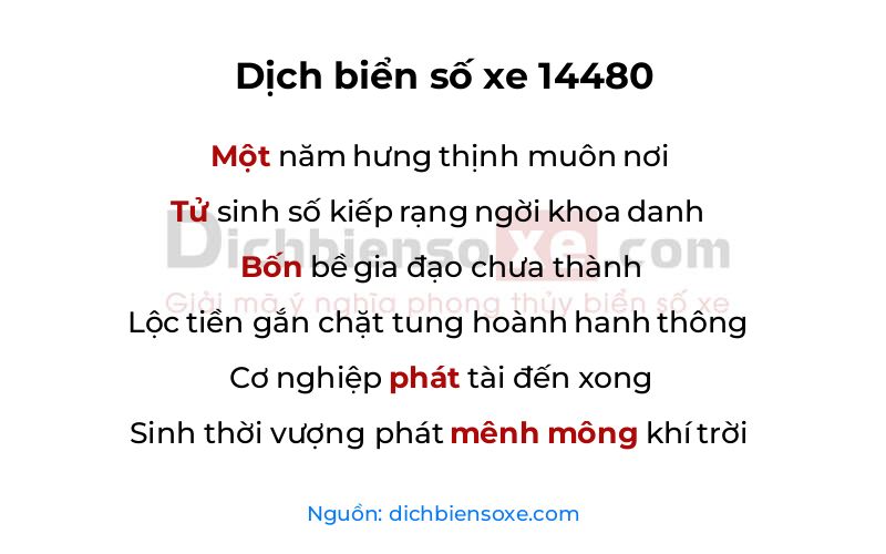 Dịch thơ biển số 14480