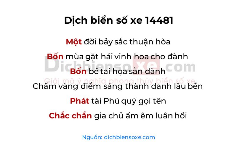 Dịch thơ biển số 14481